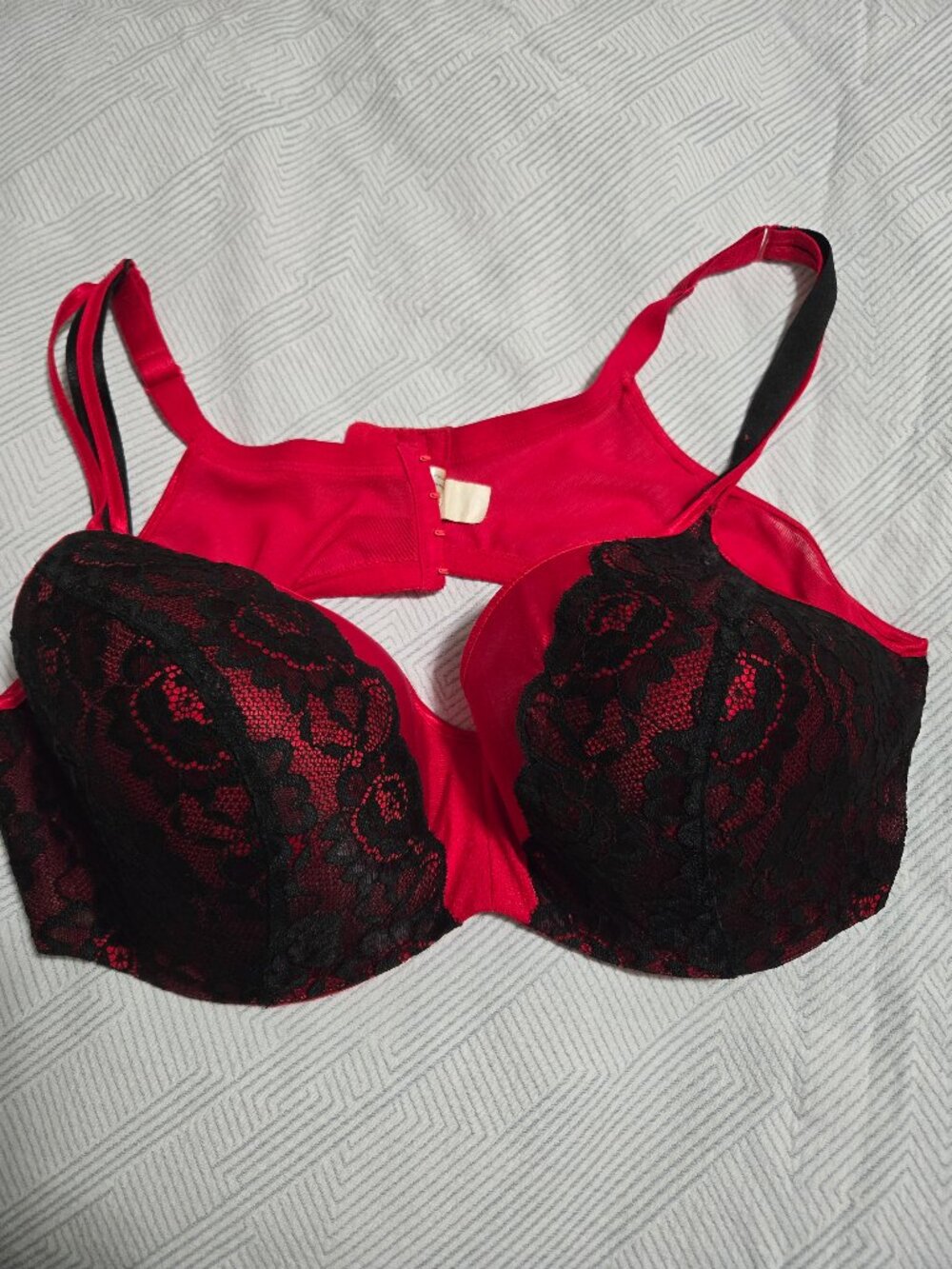 Laced red bra